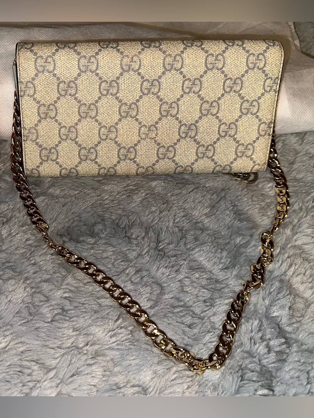 Gucci Beige GG Supreme Chain Crossbody